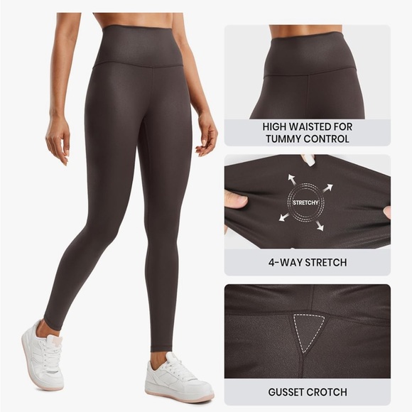 CRZ YOGA Butterluxe Matte Faux Leather Leggings 28" - High Waisted Stretch - Picture 3 of 6